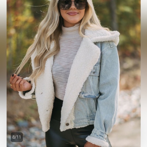 Ashton Sherpa trim denim jacket - Picture 3 of 4